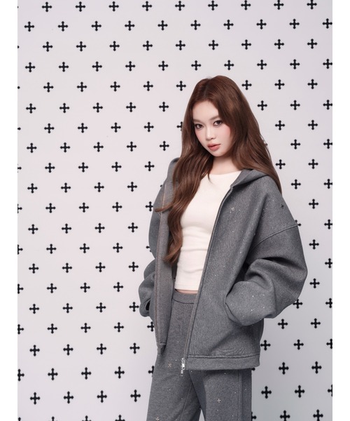 kirakira jewel zip up（パーカー）｜andwang（アンドワン）の