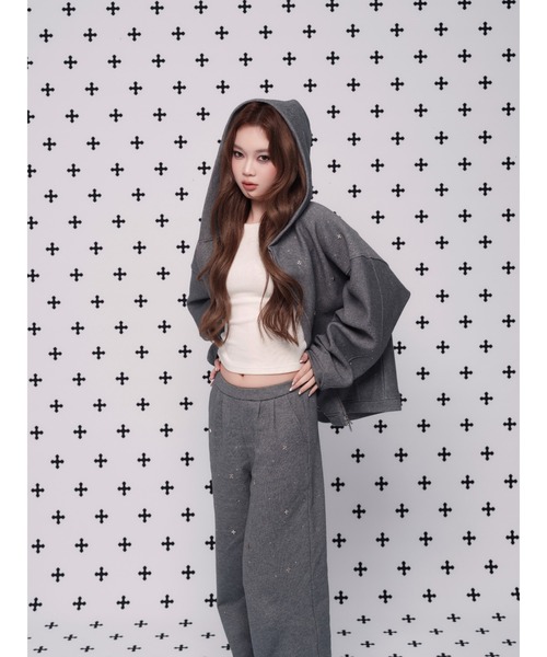 kirakira jewel zip up（パーカー）｜andwang（アンドワン）の