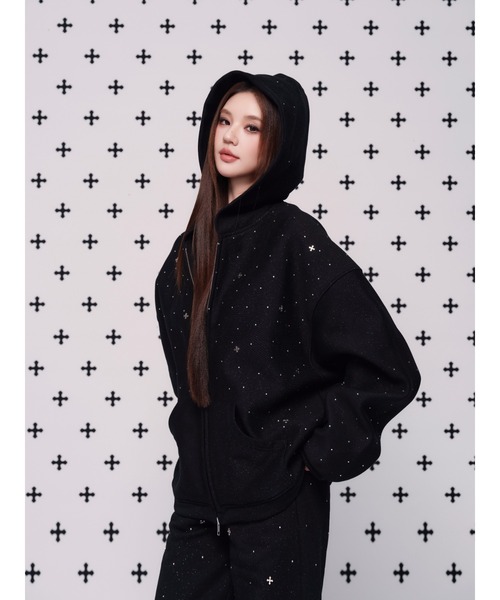 ANDWANG kirakira jewel zip up パーカー Mサイズ ANDWANG kirakira jewel zip up パーカー Mサイズ Kirakira zip up