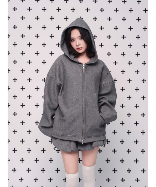 kirakira jewel zip up（パーカー）｜andwang（アンドワン）の