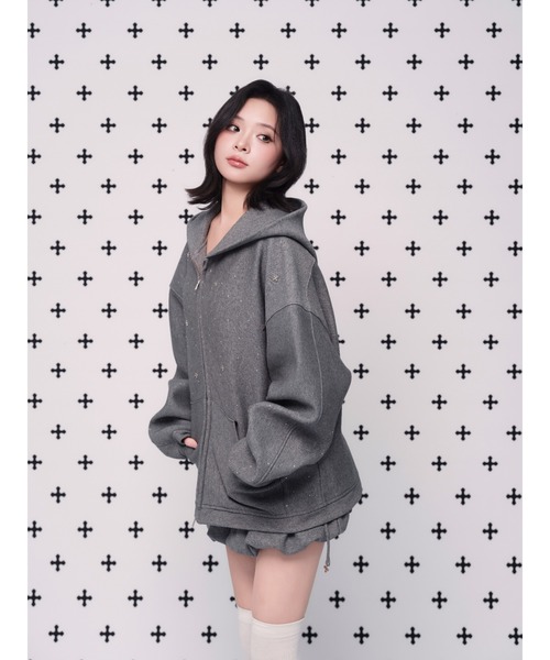 ANDWANG KIRAKIRA COLLECTION zip up パーカー Kirakira zip up (white)