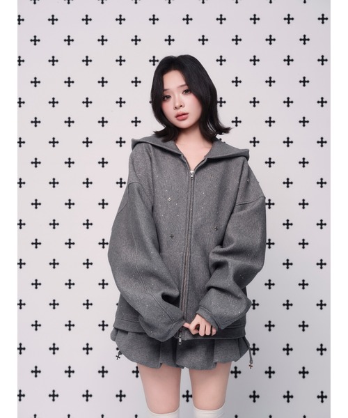 kirakira jewel zip up（パーカー）｜andwang（アンドワン）の