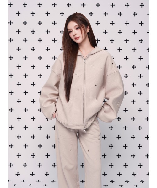 kirakira jewel zip up（パーカー）｜andwang（アンドワン）の