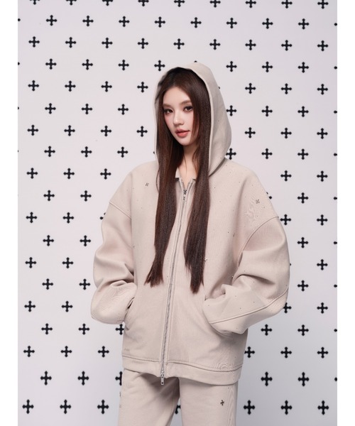 kirakira jewel zip up（パーカー）｜andwang（アンドワン）の