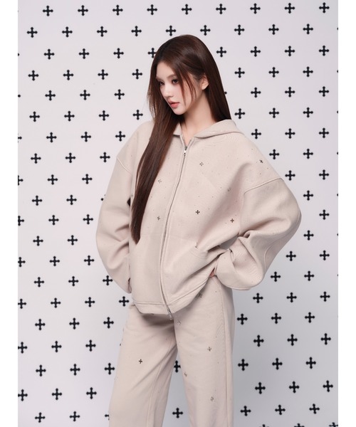 kirakira jewel zip up（パーカー）｜andwang（アンドワン）の