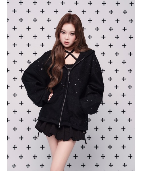 kirakira jewel zip up（パーカー）｜andwang（アンドワン）の