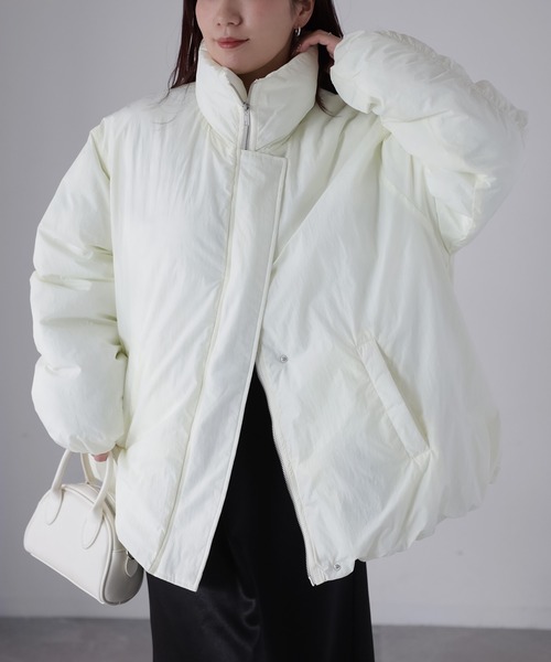 Riberry（リベリー）の「ナイロンワッシャー中綿ダウンジャケット（ダウンジャケット/コート・レディース・ブラウン/アイボリー/ブラック/チャコールグレー・FREE）」の2枚目の写真