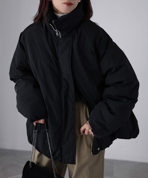 Riberry（リベリー）の「ナイロンワッシャー中綿ダウンジャケット（ダウンジャケット/コート・レディース・ブラウン/アイボリー/ブラック/チャコールグレー・FREE）」の3枚目の写真