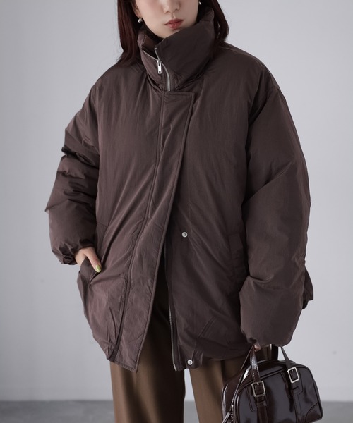 Riberry（リベリー）の「ナイロンワッシャー中綿ダウンジャケット（ダウンジャケット/コート・レディース・ブラウン/アイボリー/ブラック/チャコールグレー・FREE）」の14枚目の写真