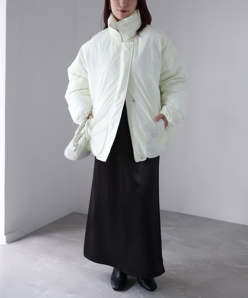 Riberry（リベリー）の「ナイロンワッシャー中綿ダウンジャケット（ダウンジャケット/コート・レディース・ブラウン/アイボリー/ブラック/チャコールグレー・FREE）」の7枚目の写真