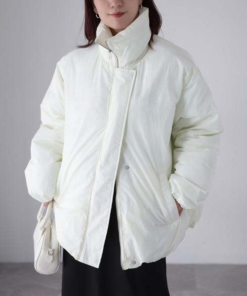 Riberry（リベリー）の「ナイロンワッシャー中綿ダウンジャケット（ダウンジャケット/コート・レディース・ブラウン/アイボリー/ブラック/チャコールグレー・FREE）」の18枚目の写真