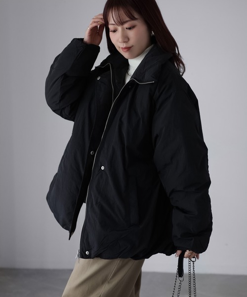 Riberry（リベリー）の「ナイロンワッシャー中綿ダウンジャケット（ダウンジャケット/コート・レディース・ブラウン/アイボリー/ブラック/チャコールグレー・FREE）」の8枚目の写真