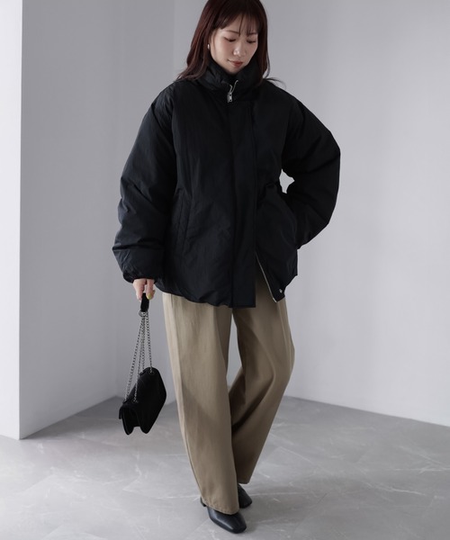 Riberry（リベリー）の「ナイロンワッシャー中綿ダウンジャケット（ダウンジャケット/コート・レディース・ブラウン/アイボリー/ブラック/チャコールグレー・FREE）」の10枚目の写真