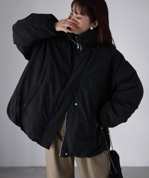 Riberry（リベリー）の「ナイロンワッシャー中綿ダウンジャケット（ダウンジャケット/コート・レディース・ブラウン/アイボリー/ブラック/チャコールグレー・FREE）」の9枚目の写真