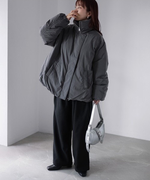 Riberry（リベリー）の「ナイロンワッシャー中綿ダウンジャケット（ダウンジャケット/コート・レディース・ブラウン/アイボリー/ブラック/チャコールグレー・FREE）」の13枚目の写真