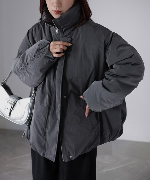 Riberry（リベリー）の「ナイロンワッシャー中綿ダウンジャケット（ダウンジャケット/コート・レディース・ブラウン/アイボリー/ブラック/チャコールグレー・FREE）」の11枚目の写真