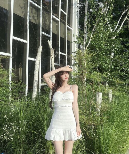 LADY VOLUME（レディーボリューム）の「フリルスモックミニドレス（アイボリー）（ワンピース・レディース・その他・SMALL/MEDIUM）」の8枚目の写真