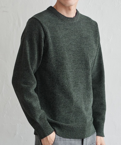 ikka（イッカ）の「Wフェイスモールクルーニット（ニット/セーター・メンズ・ブルー/ベージュ/チャコール/グリーン・XL/L/M/S）」の4枚目の写真