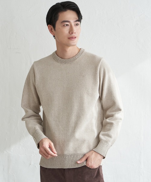 ikka（イッカ）の「Wフェイスモールクルーニット（ニット/セーター・メンズ・ブルー/ベージュ/チャコール/グリーン・XL/L/M/S）」の5枚目の写真