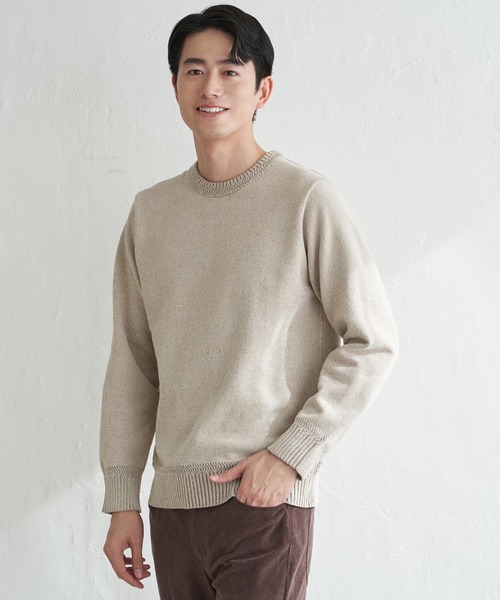 ikka（イッカ）の「Wフェイスモールクルーニット（ニット/セーター・メンズ・ブルー/ベージュ/チャコール/グリーン・XL/L/M/S）」の6枚目の写真