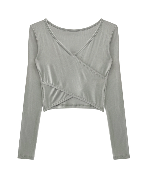 DEVIWEAR(デヴィウェア)の「カーブラップクロップド DEVI-T0041-グレー(Tシャツ/カットソー・レディース・その他・Grey)」の3枚目の写真