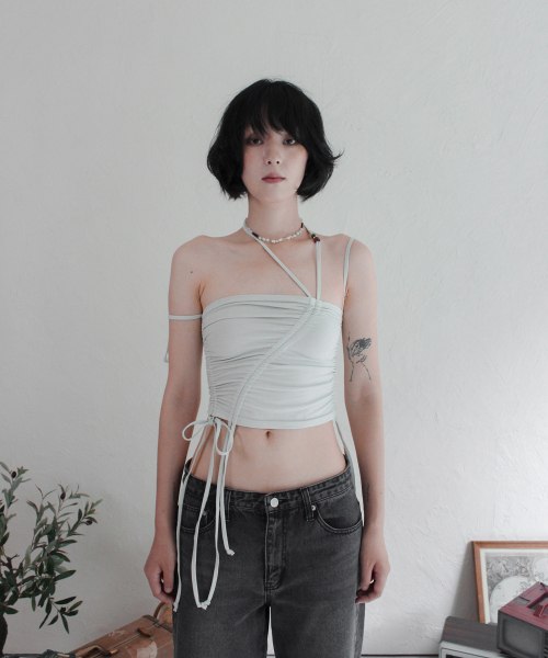 RUBATI（ルバティ）の「シャーリングストラップチューブトップ_セージミント（Tシャツ/カットソー・レディース・その他・size2/size1）」の6枚目の写真
