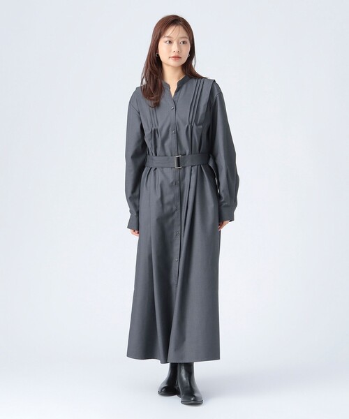 BEAMS HEART（ビームスハート）の「ベルト付き タック ワンピース（ワンピース・レディース・チャコールグレー/ブラウン系その他2・FREE）」の3枚目の写真