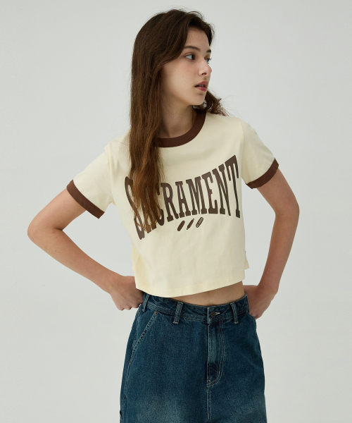 MAGOODGAN(メックウッドガン)の「ルディア 3623 サクラメントクリームクロップリンガー半袖Tシャツ(Tシャツ/カットソー・レディース・その他・MEDIUM/SMALL)」の1枚目の写真