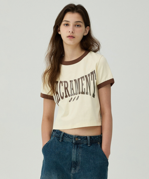 MAGOODGAN(メックウッドガン)の「ルディア 3623 サクラメントクリームクロップリンガー半袖Tシャツ(Tシャツ/カットソー・レディース・その他・MEDIUM/SMALL)」の2枚目の写真