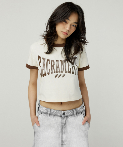MAGOODGAN(メックウッドガン)の「ルディア 3623 サクラメントクリームクロップリンガー半袖Tシャツ(Tシャツ/カットソー・レディース・その他・MEDIUM/SMALL)」の3枚目の写真