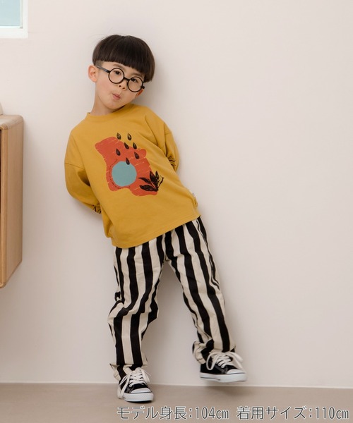 MAKE YOUR DAY(メイクユアデイ)の「無地とストライプのアシンメトリーパンツ■80~140cm(その他パンツ・キッズ・イエロー/グレー/ブラック・80/90/110/120/130/140/100)」の18枚目の写真