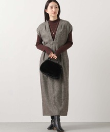 ウール混へリンボンＶネックジャンスカ