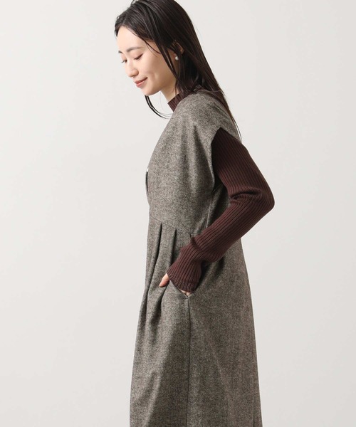 Gready Brilliant（グレディブリリアン）の「ウール混へリンボンＶネックジャンスカ（ワンピース・レディース・ブラウン系・FREE）」の8枚目の写真