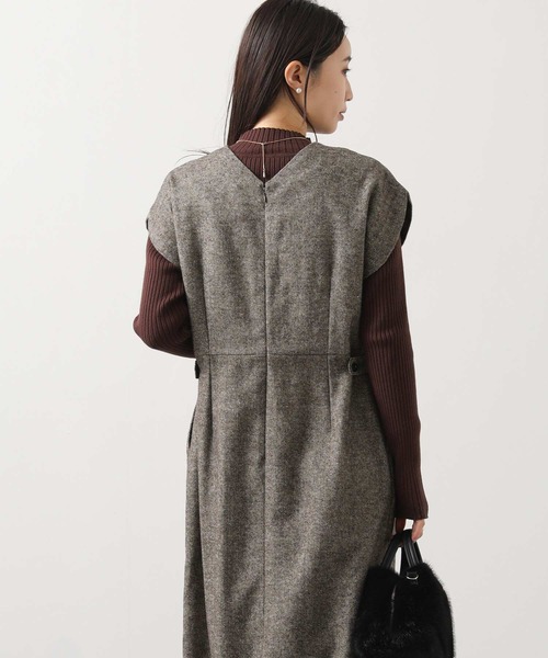 Gready Brilliant（グレディブリリアン）の「ウール混へリンボンＶネックジャンスカ（ワンピース・レディース・ブラウン系・FREE）」の9枚目の写真