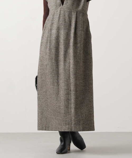 Gready Brilliant（グレディブリリアン）の「ウール混へリンボンＶネックジャンスカ（ワンピース・レディース・ブラウン系・FREE）」の11枚目の写真