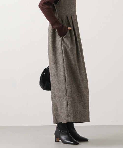 Gready Brilliant（グレディブリリアン）の「ウール混へリンボンＶネックジャンスカ（ワンピース・レディース・ブラウン系・FREE）」の14枚目の写真