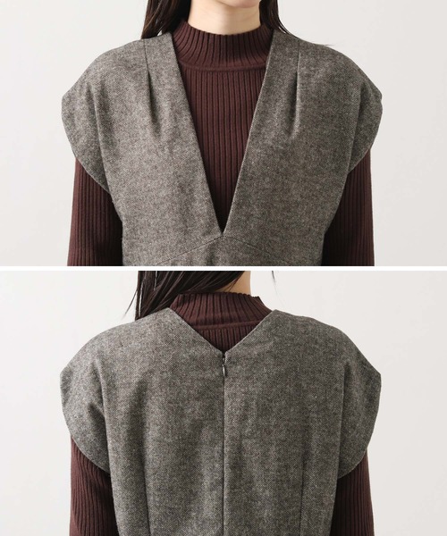 Gready Brilliant（グレディブリリアン）の「ウール混へリンボンＶネックジャンスカ（ワンピース・レディース・ブラウン系・FREE）」の17枚目の写真