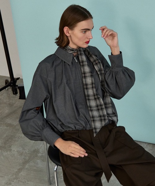 MAISON SPECIAL(メゾンスペシャル)の「Balloon Zip Shirt/バルーンジップシャツ(シャツ/ブラウス・レディース・ホワイト/ミント/グレー・FREE)」の3枚目の写真