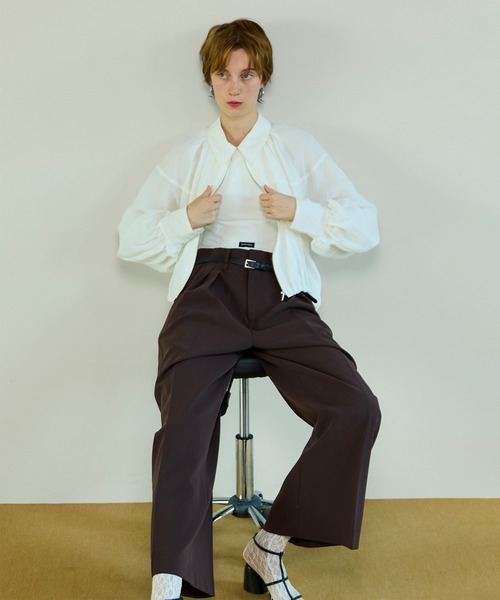 MAISON SPECIAL(メゾンスペシャル)の「Balloon Zip Shirt/バルーンジップシャツ(シャツ/ブラウス・レディース・ホワイト/ミント/グレー・FREE)」の5枚目の写真