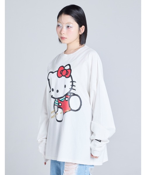Little sunny bite(リトルサニーバイト)の「『Little Sunny Bite』hello kitty x little sunny bite long tee(Tシャツ/カットソー・レディース・ホワイト/ピンク・SMALL)」の1枚目の写真