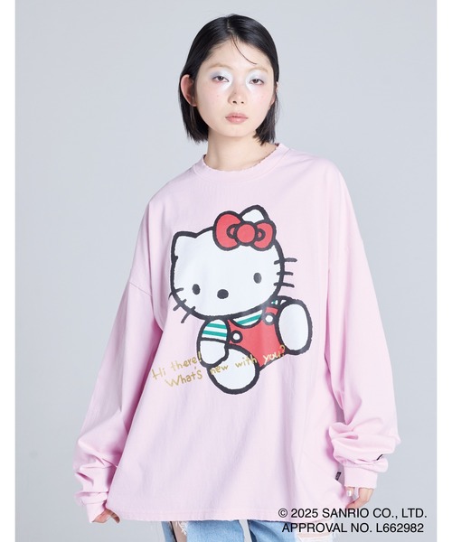 Little sunny bite(リトルサニーバイト)の「『Little Sunny Bite』hello kitty x little sunny bite long tee(Tシャツ/カットソー・レディース・ホワイト/ピンク・SMALL)」の2枚目の写真