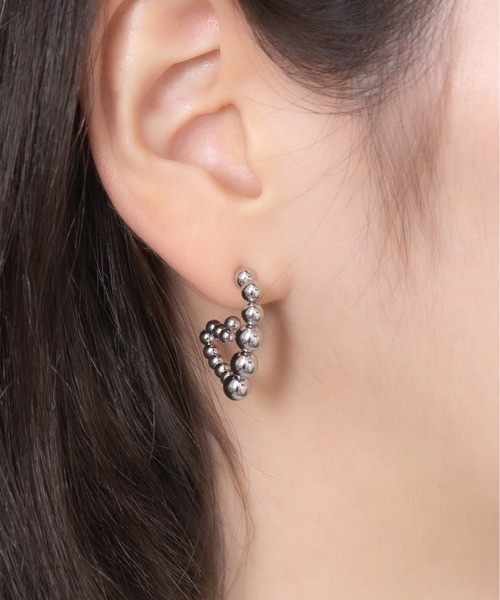 TONE SELECT GOODS(トーンセレクトグッズ)の「【Peony/ピオニー】/ステンレスポスト つぶつぶハート フープピアス(ピアス(両耳用)・レディース・シルバー/ゴールド・FREE)」の5枚目の写真