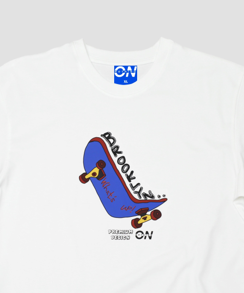 NOTHINGON(ナッシング オン)の「スケートボードイラストグラフィック半袖Tシャツホワイト(Tシャツ/カットソー・メンズ・その他・LARGE/SMALL/X-LARGE)」の2枚目の写真