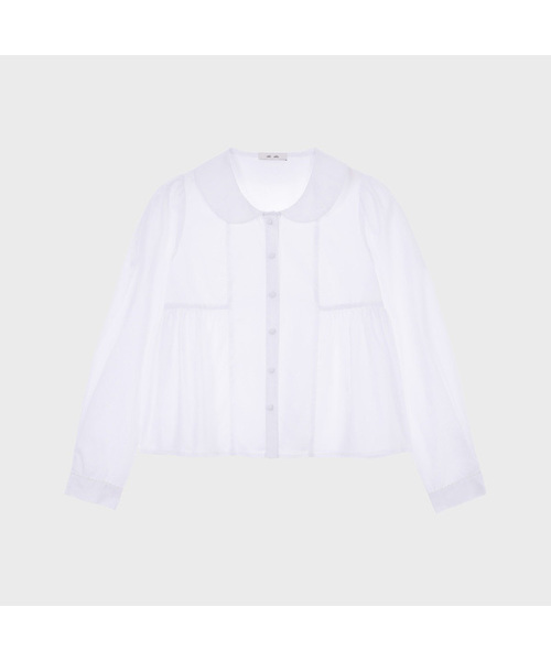 ALKI ALKA(アルキアルカ)の「Round Collar Shirring Blouse (White)(シャツ/ブラウス・レディース・ホワイト・FREE)」の1枚目の写真