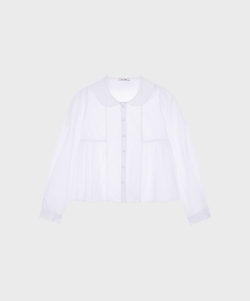 ALKI ALKA(アルキアルカ)の「Round Collar Shirring Blouse (White)(シャツ/ブラウス・レディース・ホワイト・FREE)」の3枚目の写真