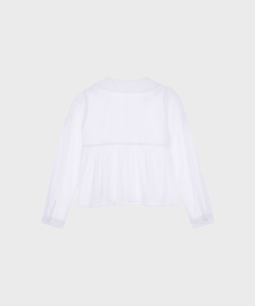 ALKI ALKA(アルキアルカ)の「Round Collar Shirring Blouse (White)(シャツ/ブラウス・レディース・ホワイト・FREE)」の4枚目の写真