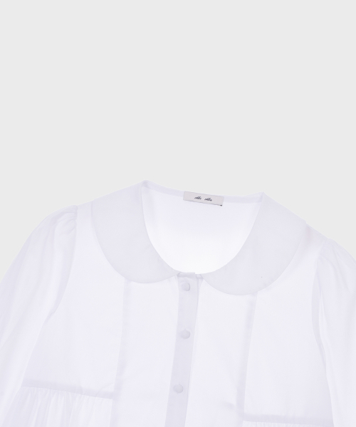 ALKI ALKA(アルキアルカ)の「Round Collar Shirring Blouse (White)(シャツ/ブラウス・レディース・ホワイト・FREE)」の5枚目の写真