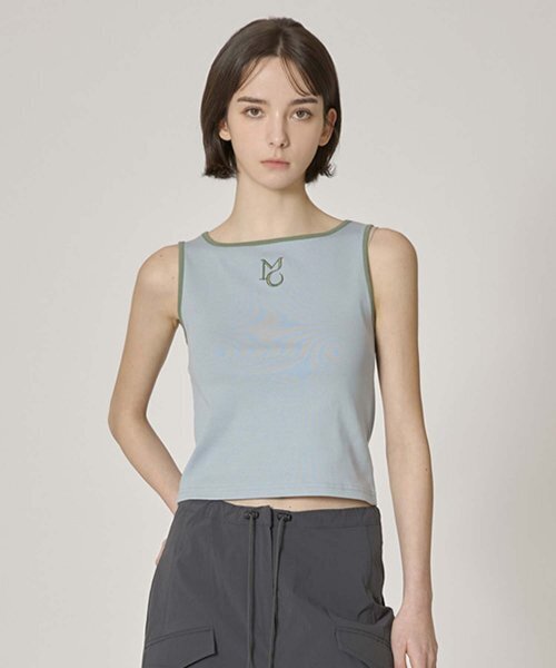 MOIREMOA(モアレモア)の「two-way logo sleeveless - blue(Tシャツ/カットソー・レディース・ブルー・FREE)」の3枚目の写真