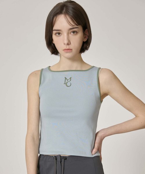 MOIREMOA(モアレモア)の「two-way logo sleeveless - blue(Tシャツ/カットソー・レディース・ブルー・FREE)」の4枚目の写真