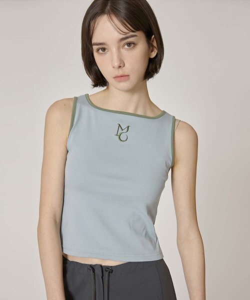 MOIREMOA(モアレモア)の「two-way logo sleeveless - blue(Tシャツ/カットソー・レディース・ブルー・FREE)」の2枚目の写真